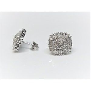 0.75 CT 10k White Gold Diamond Stud Cluster Earrin